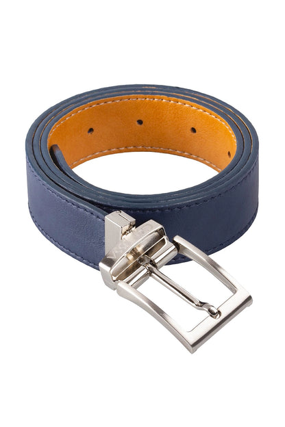 Reverse reversible belt – Blue/Camel
