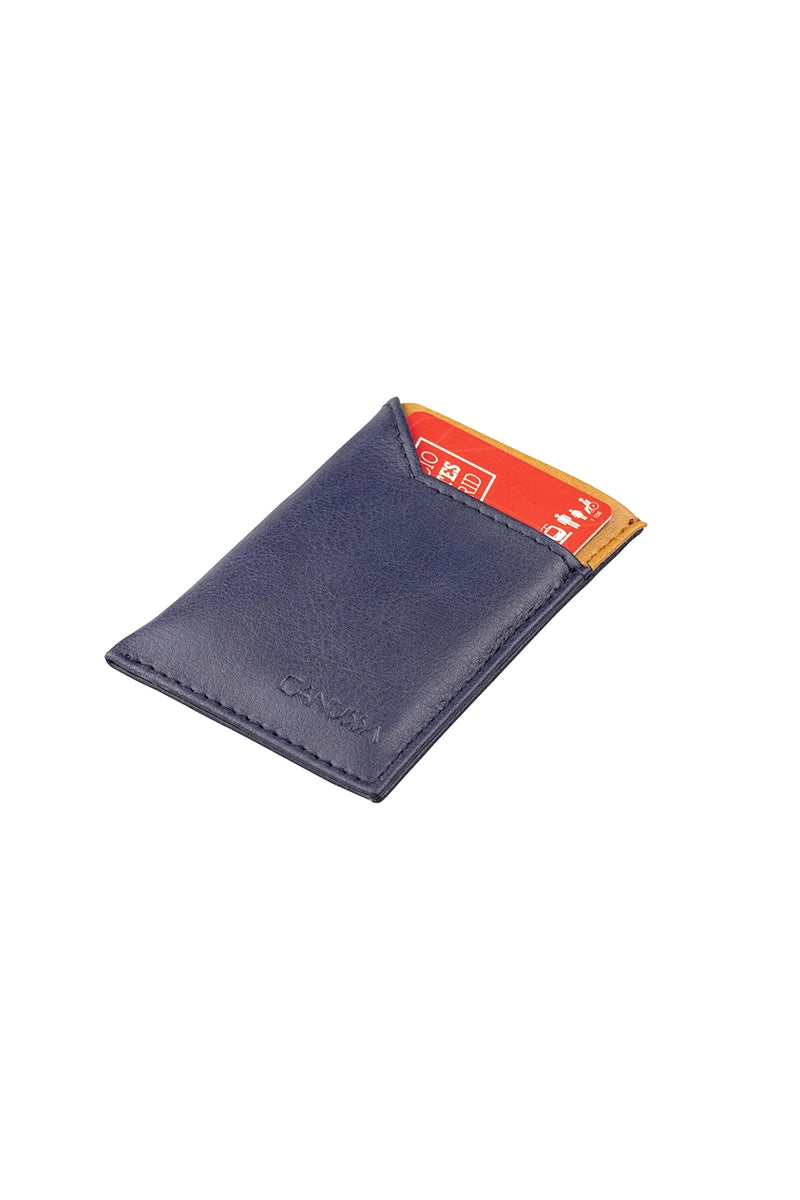 Porte-cartes Vegan Wallet - Bleu / Camel